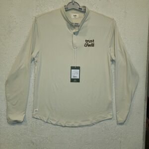 Mantra Catalyst Polo LS Mantra Collar Birch Tan‎ Mens Size Med NWT LOGO ON FRONT